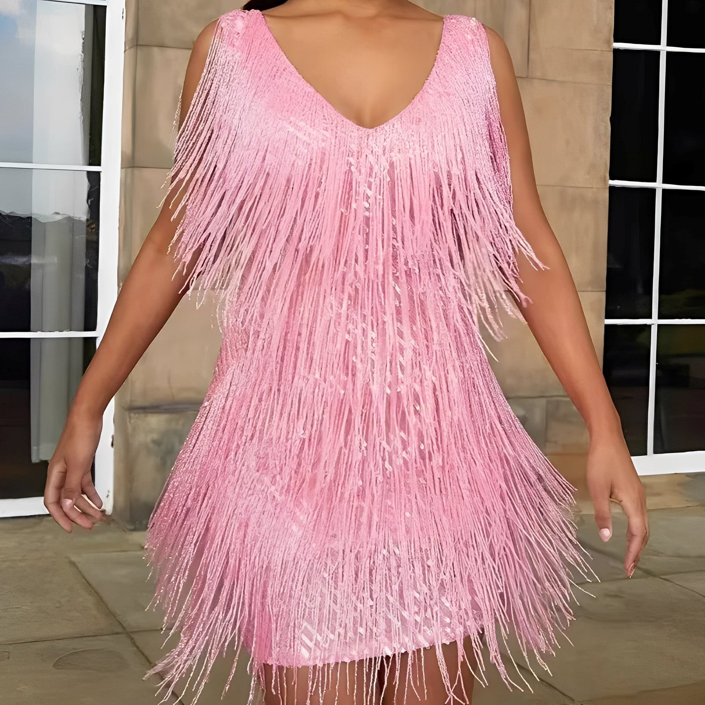 Megane - Stylish Feathered Dress