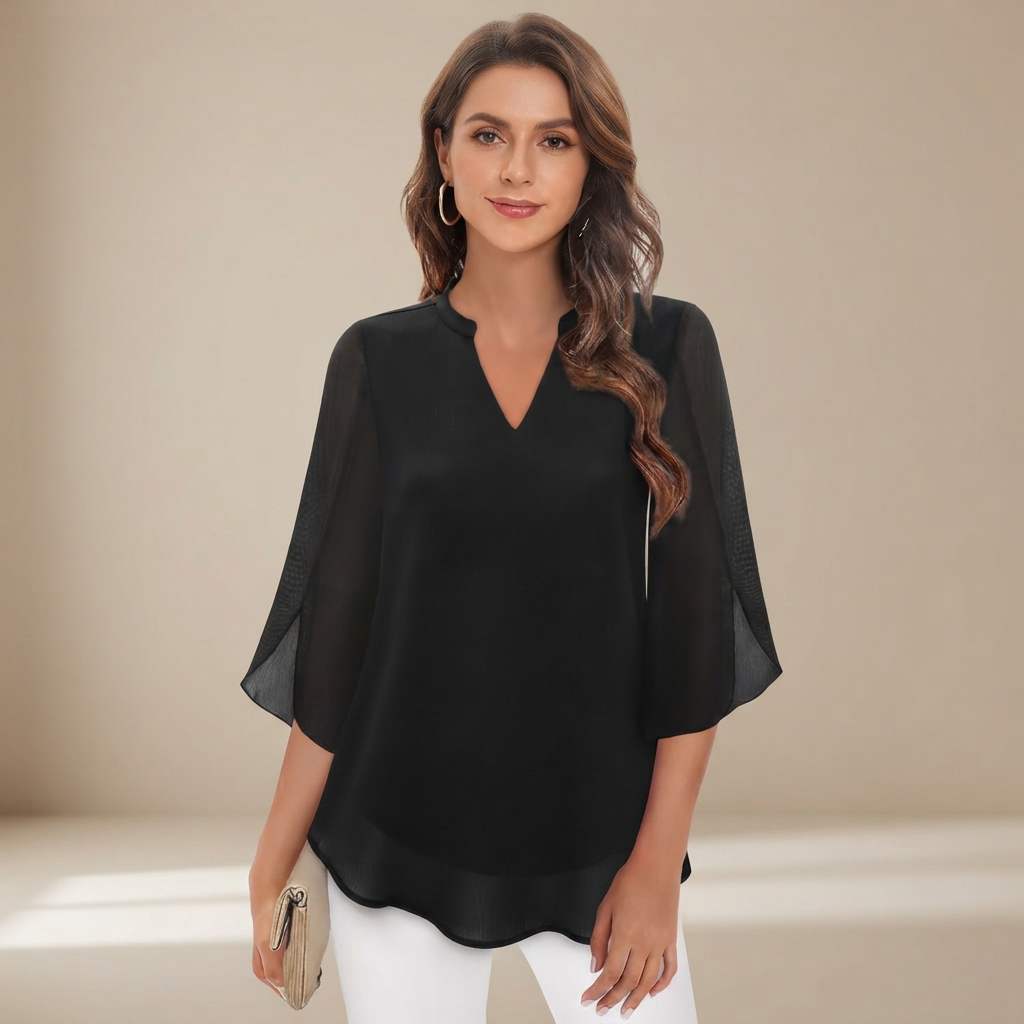 Arsine - Stylish Loose-Fit V-Neck Blouse