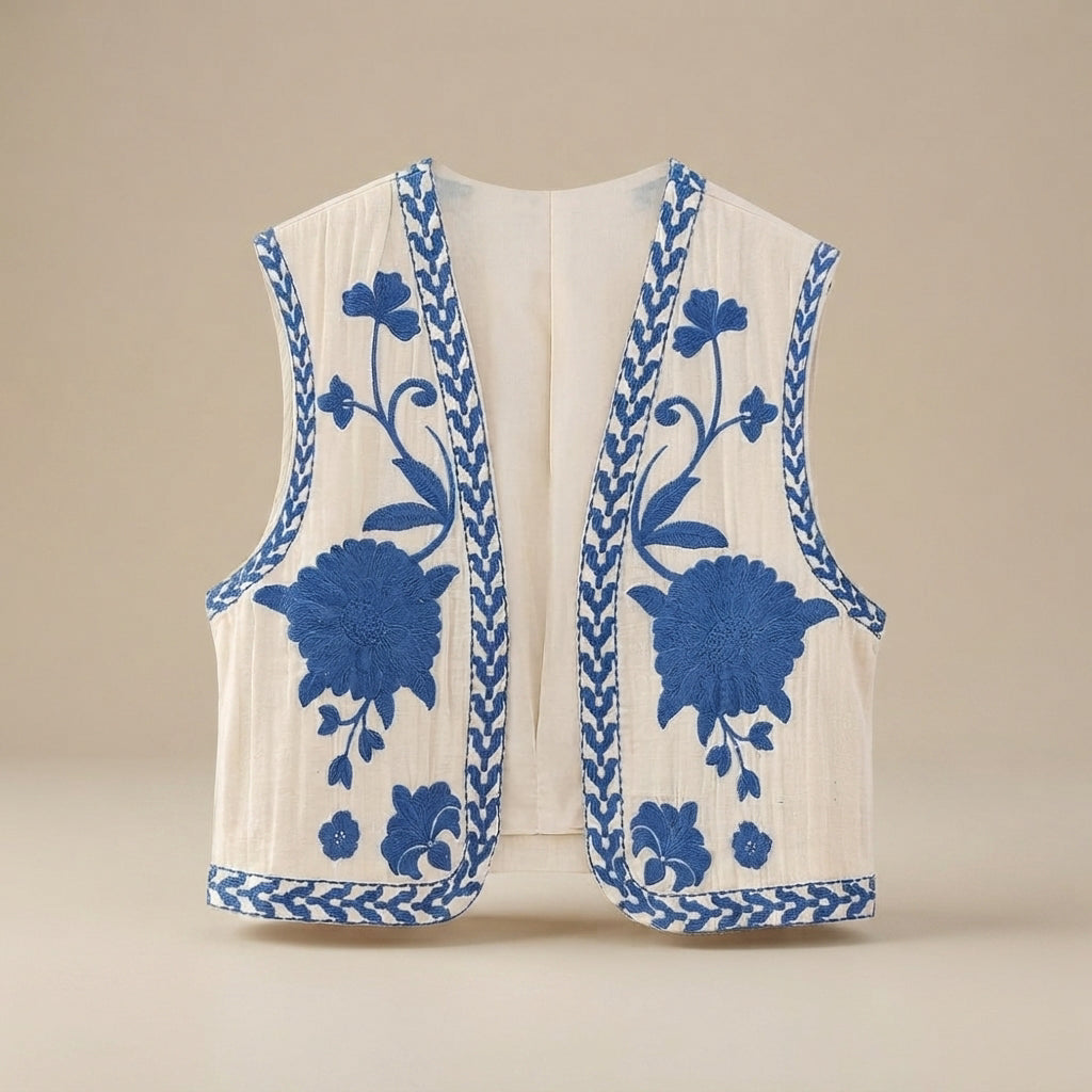 Mahya - Vintage Floral Embroidered Vest