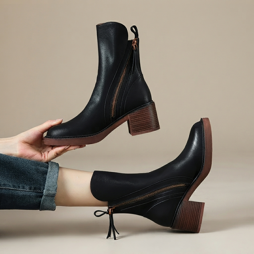 Jadonna - Chic Heeled Zip-Up Boots