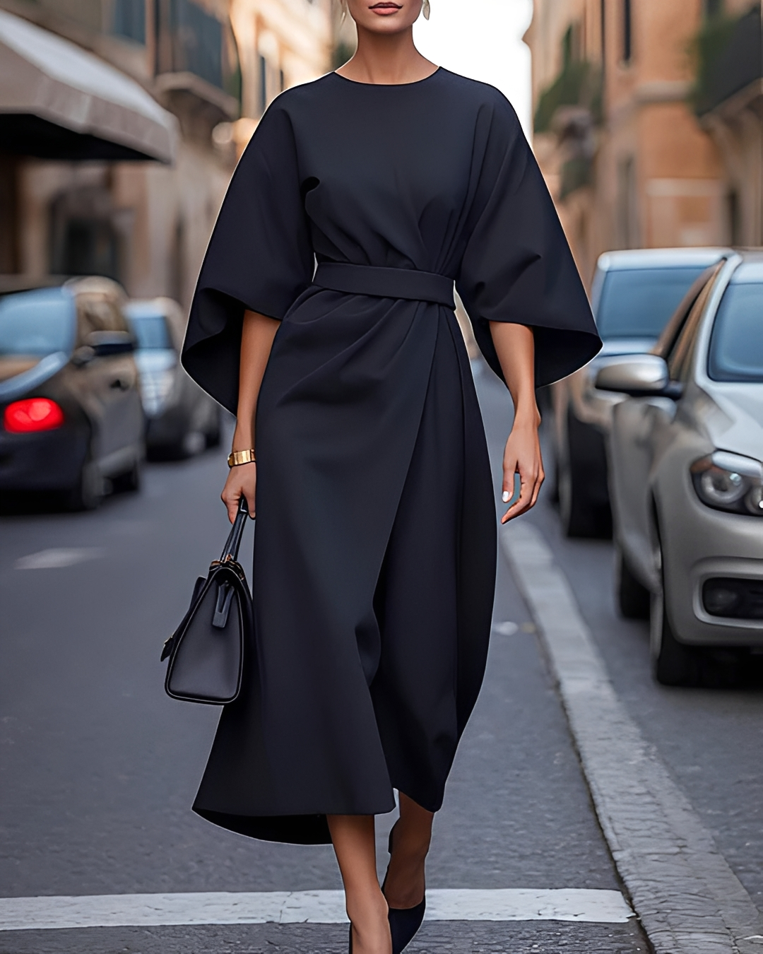 Meredith - Belted Midi Wrap Dress