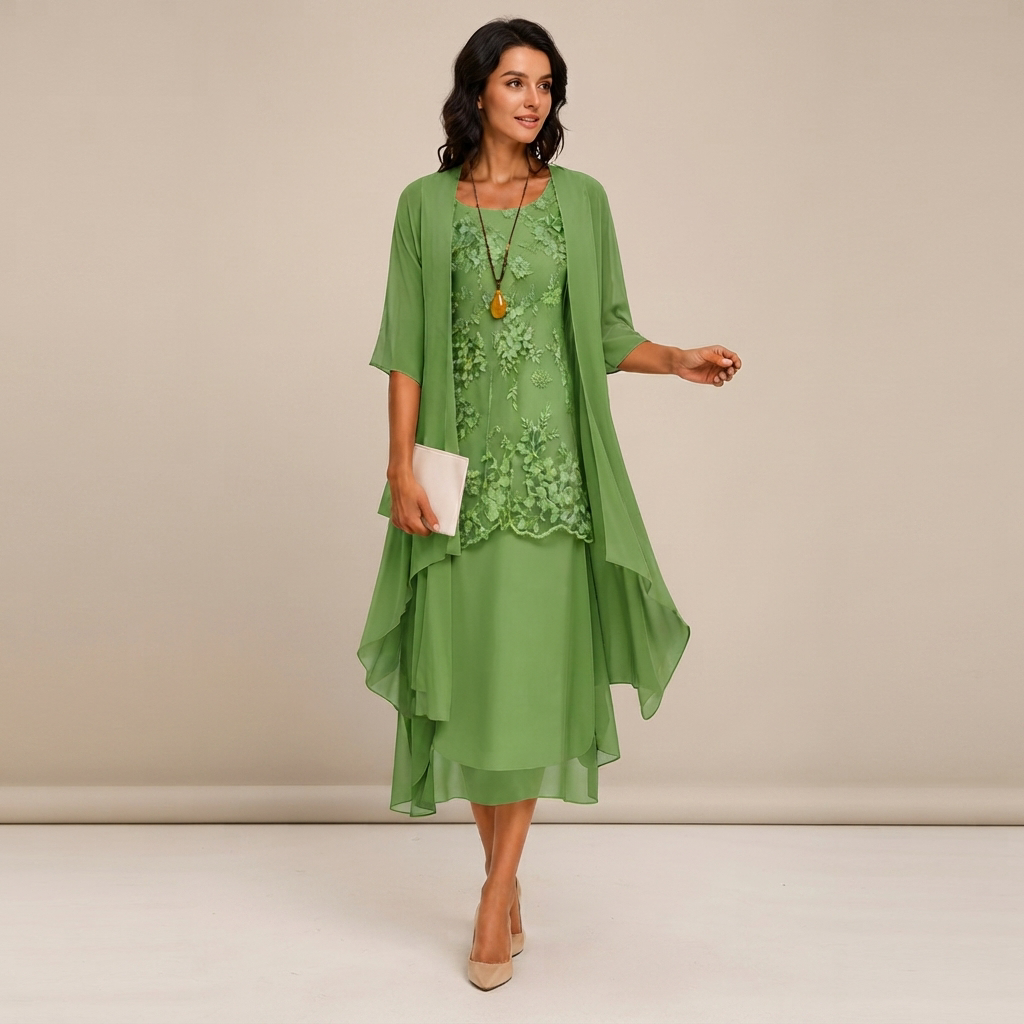 Krystal - Stylish Two-Piece Midi Dress
