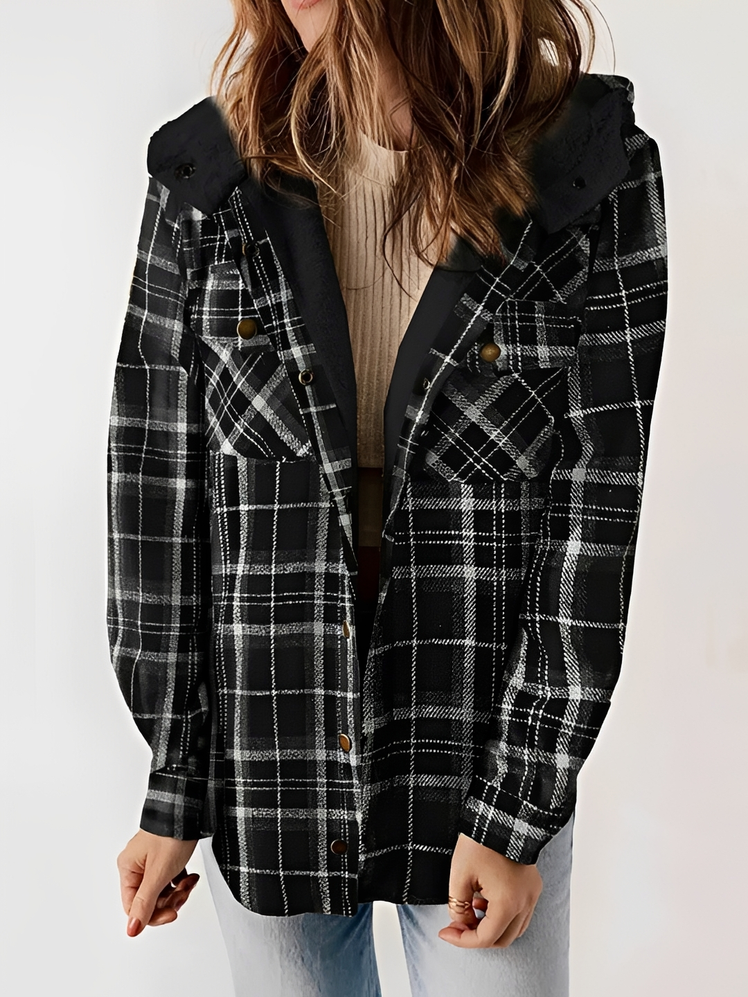 Rachael - Hooded Plaid Jacket