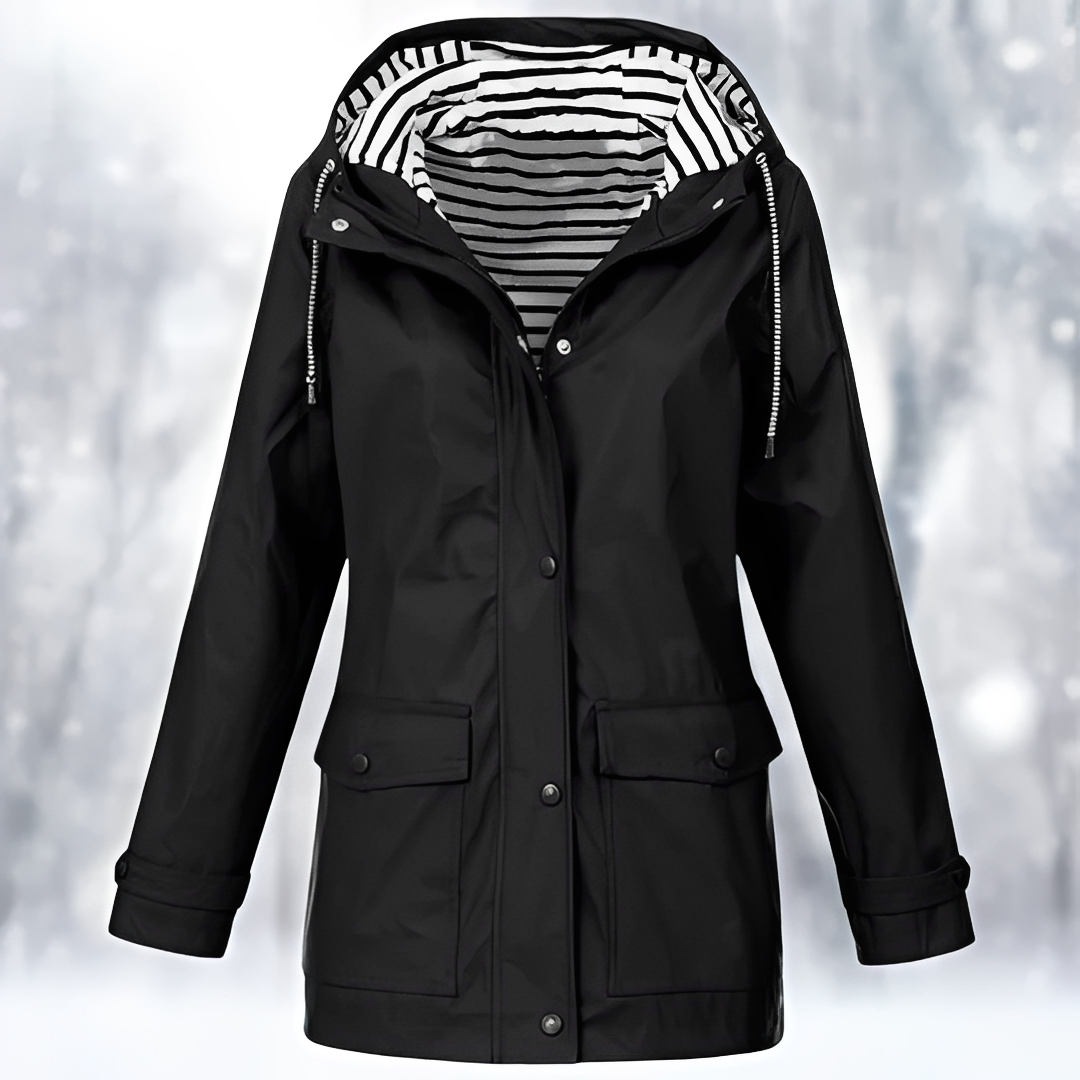 Margaret - Hooded Button Front Raincoat