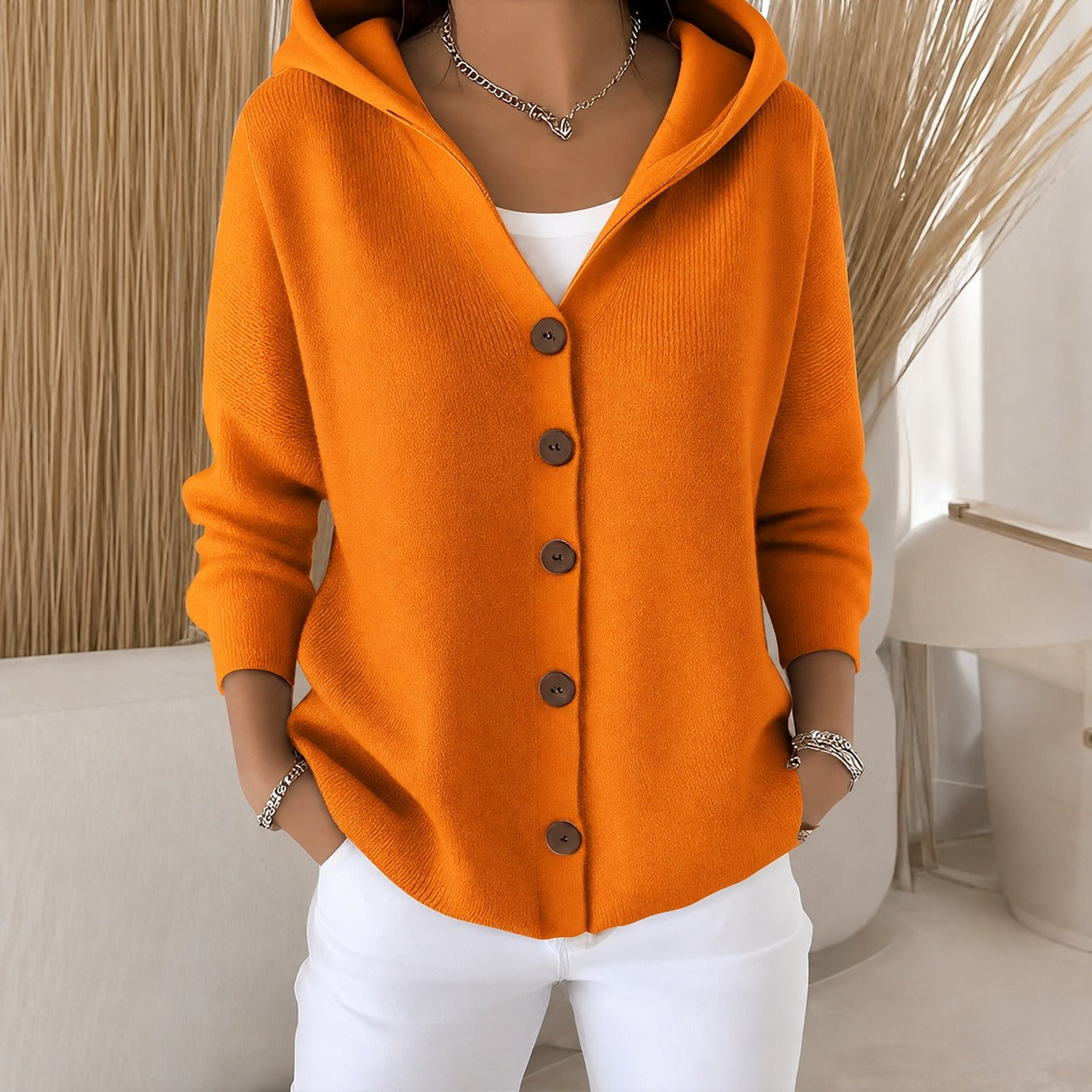 Ryanne - Cozy long-sleeve jacket with hood for women