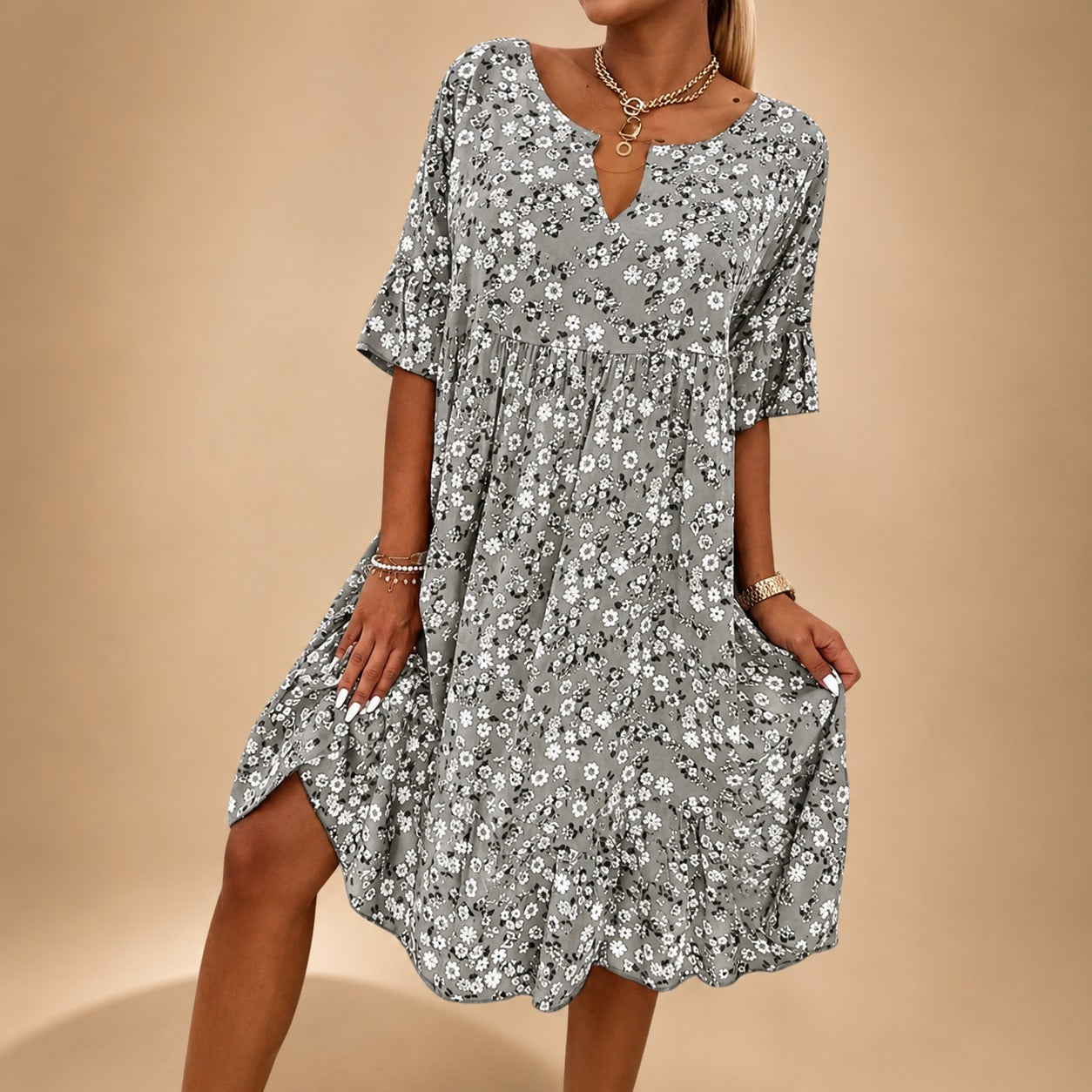 Lilian - Elegant Floral Flowy Dress