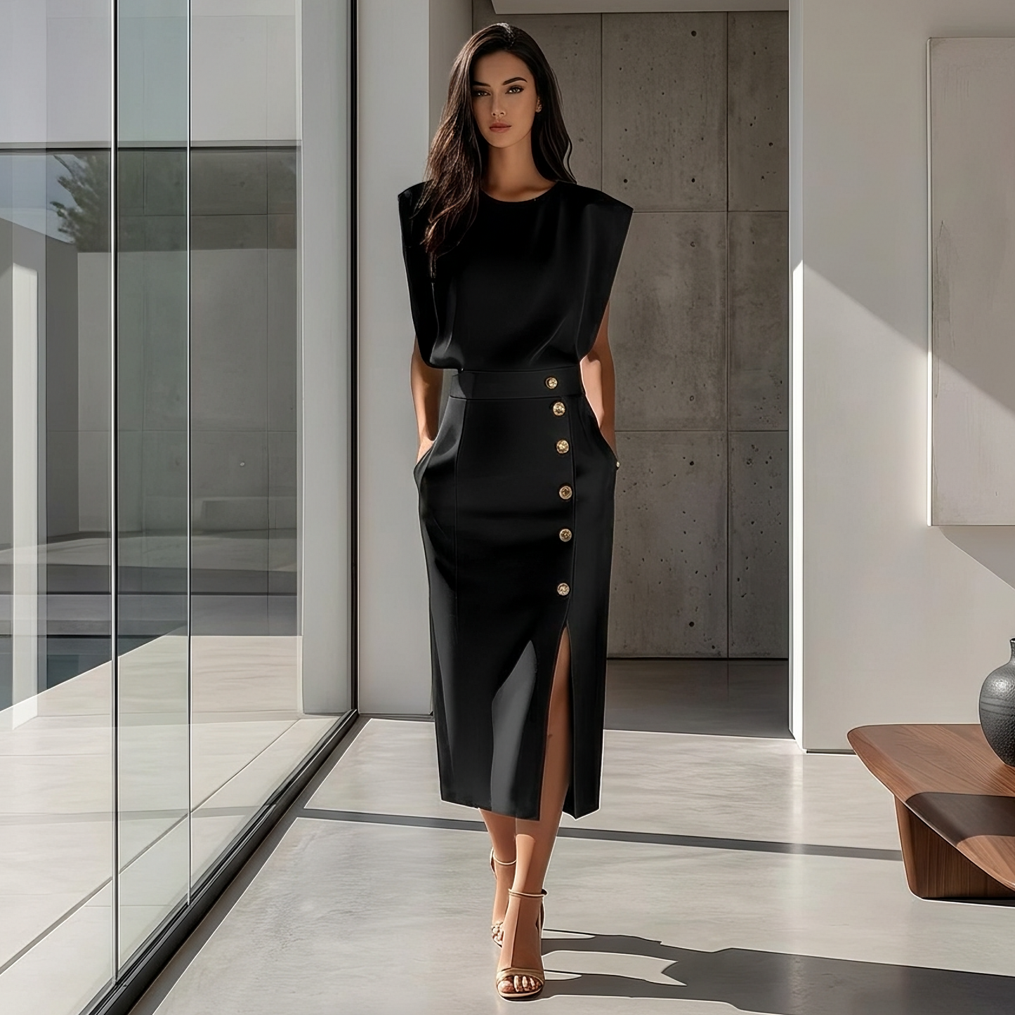 Daniela - Stylish Midi Dress with Slit