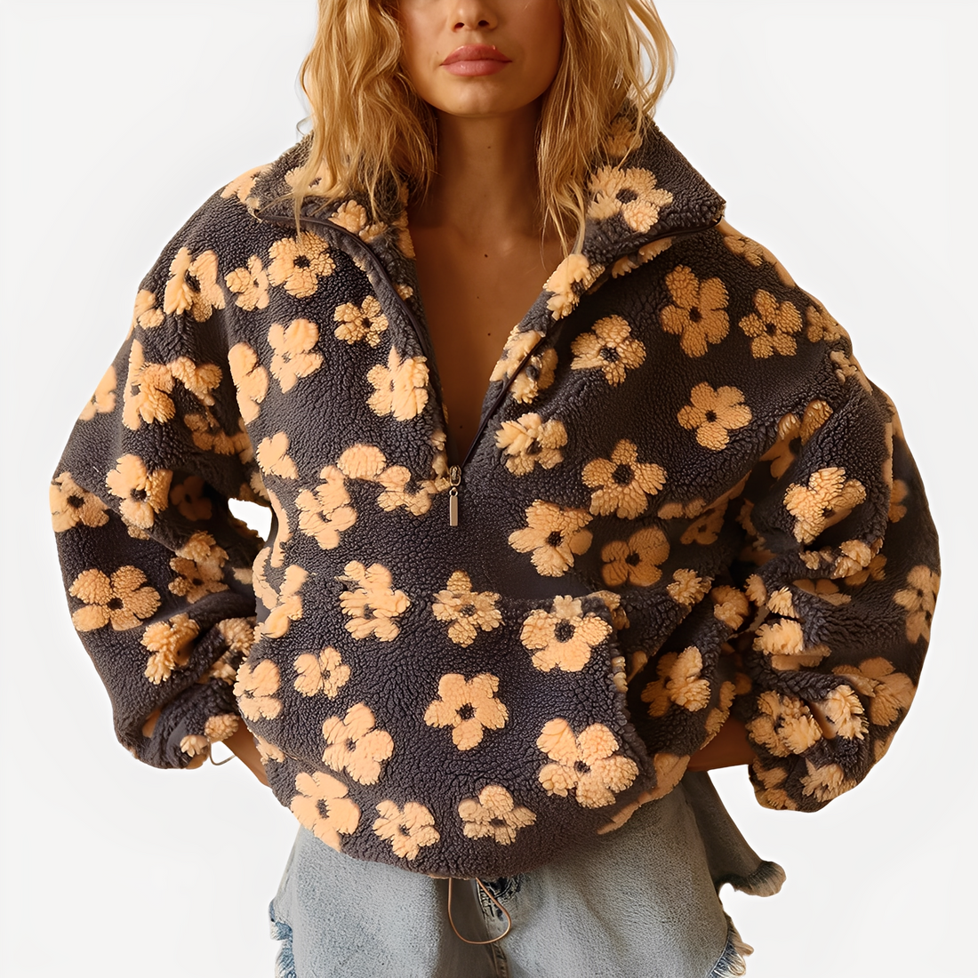 Elizabeth - Fashionable Sweater with Floral Design
