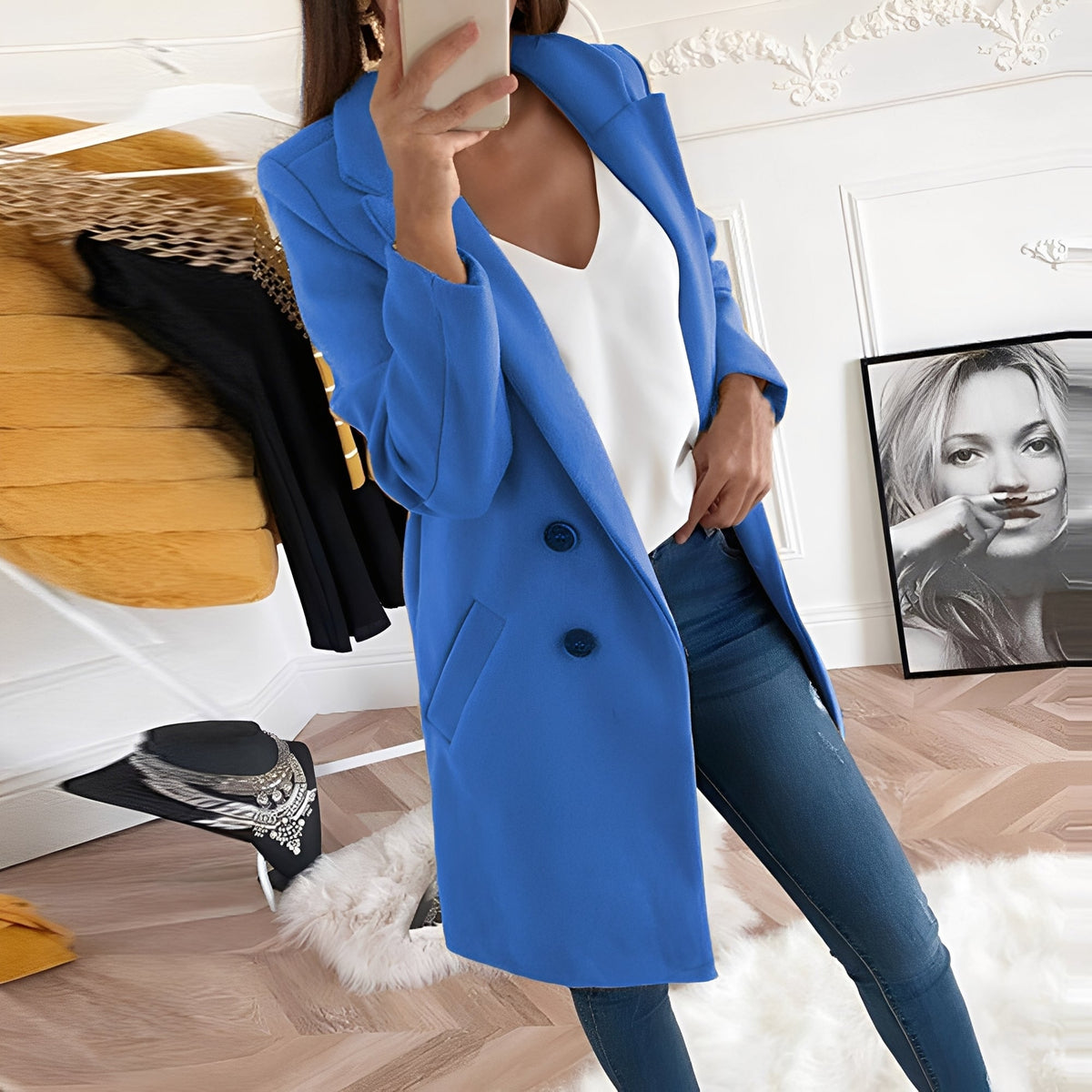 Chantal - Chic Long Winter Coat for Women