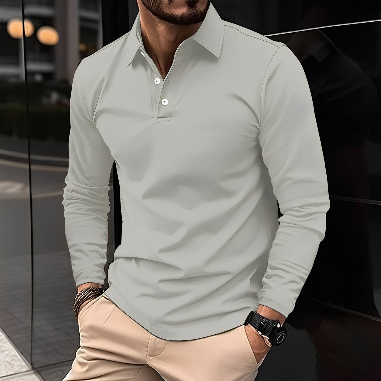 Deacon - Comfy Long-Sleeved Polo Shirt