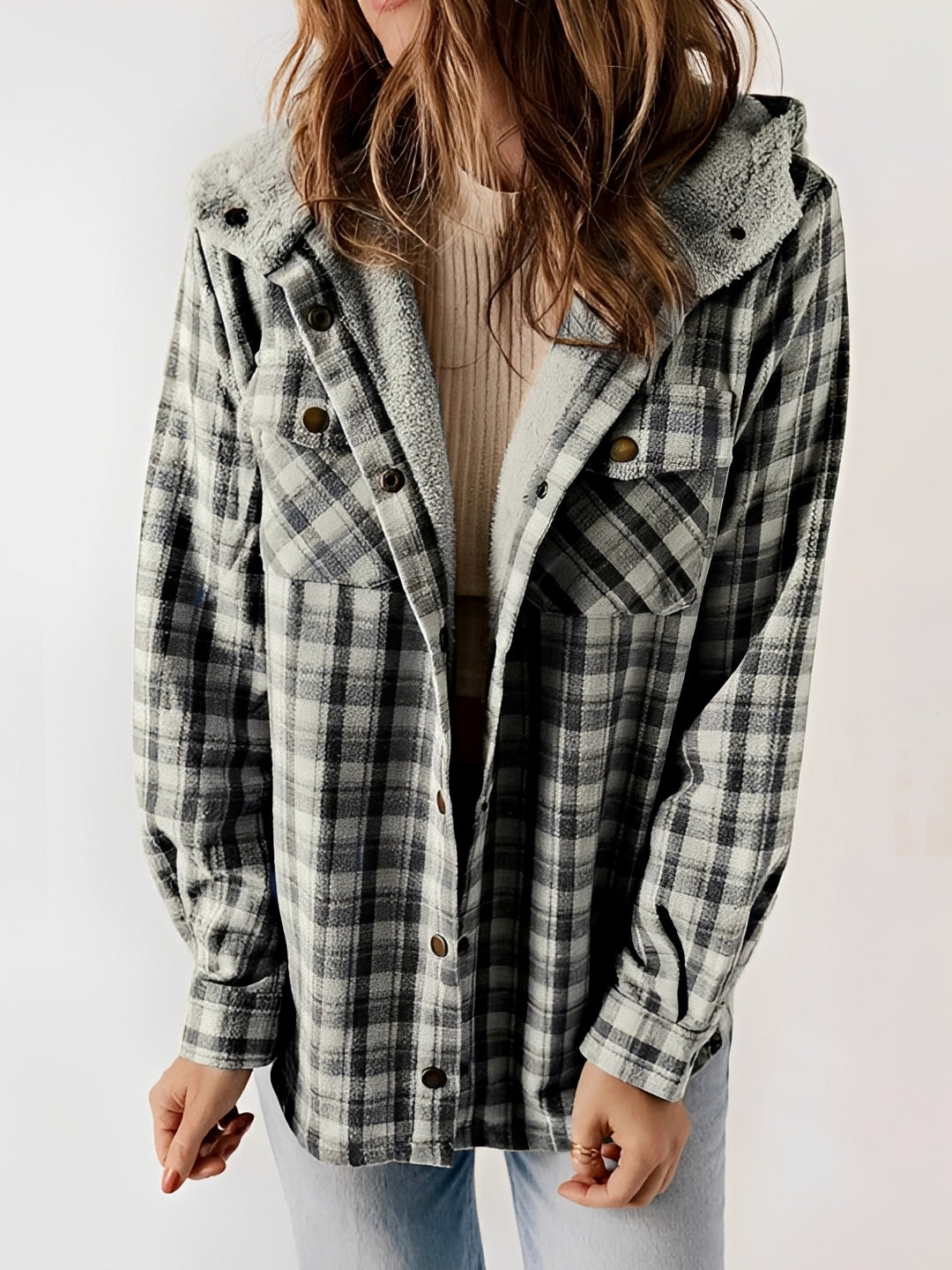 Rachael - Hooded Plaid Jacket