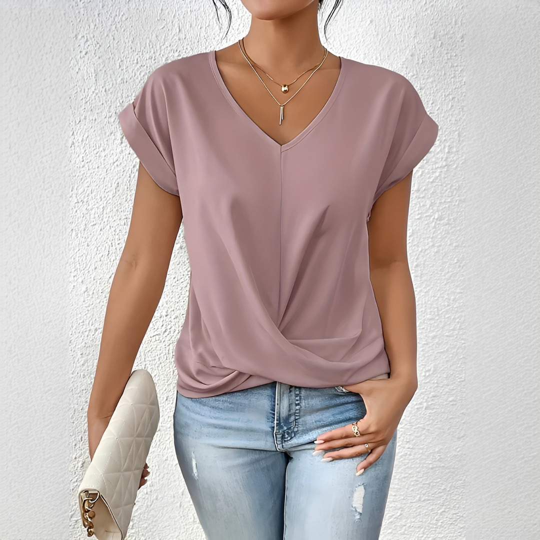 Velanie - Casual V-Neck T-Shirt