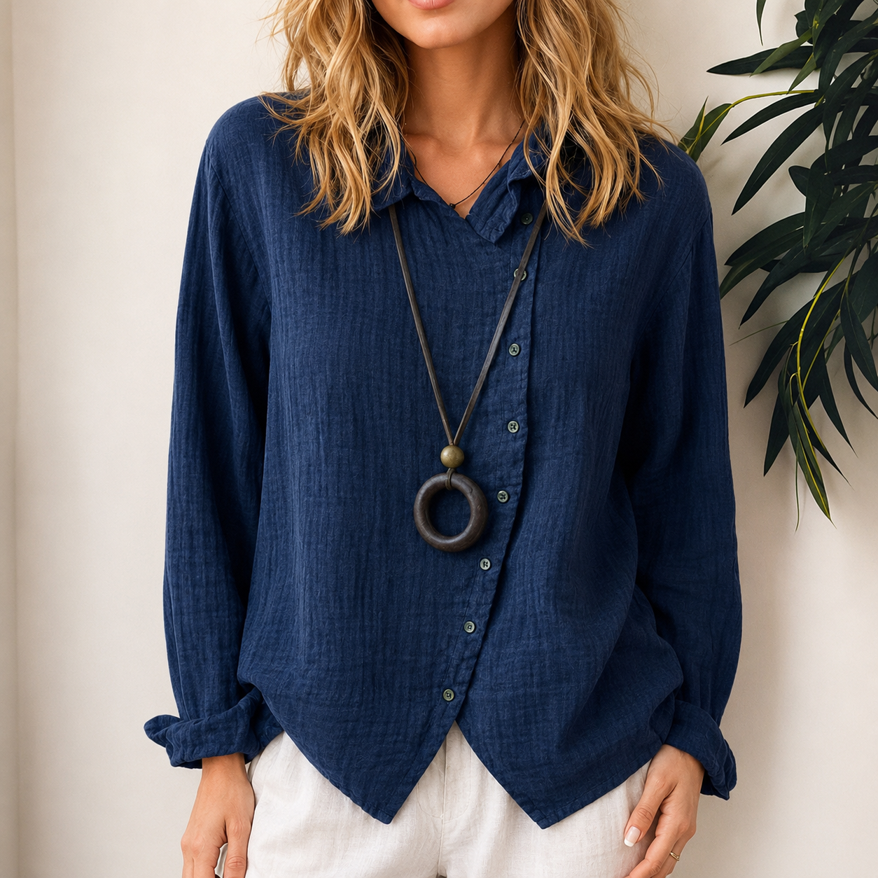Razieh - Casual Button-Down Top