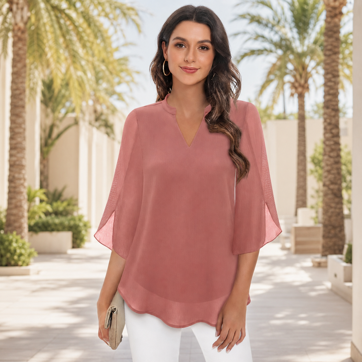 Arsine - Stylish Loose-Fit V-Neck Blouse