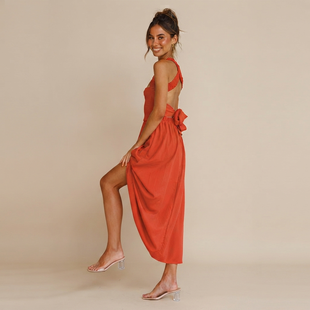 Lena - Sophisticated Square Neck Midi Dress