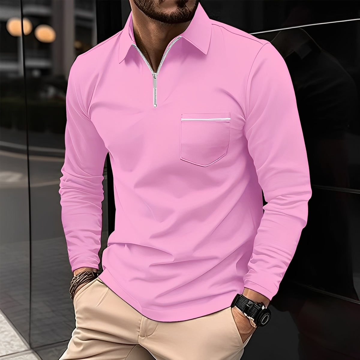 Florent - Stylish Long-Sleeved Polo Shirt