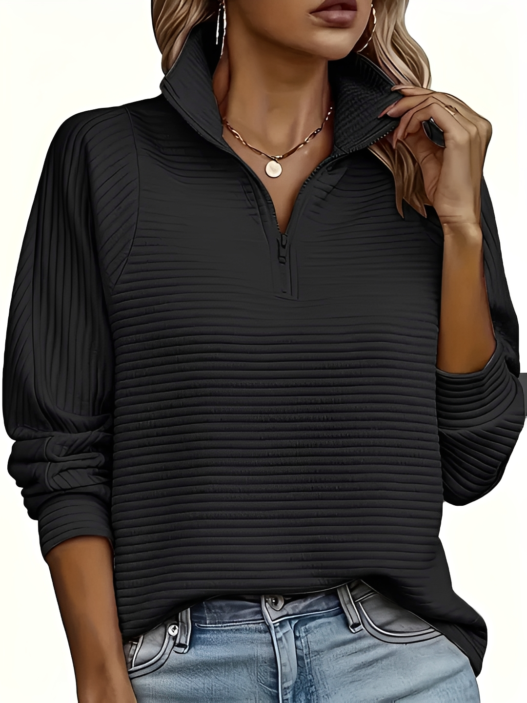 Natara - Cozy Half Zip Sweater