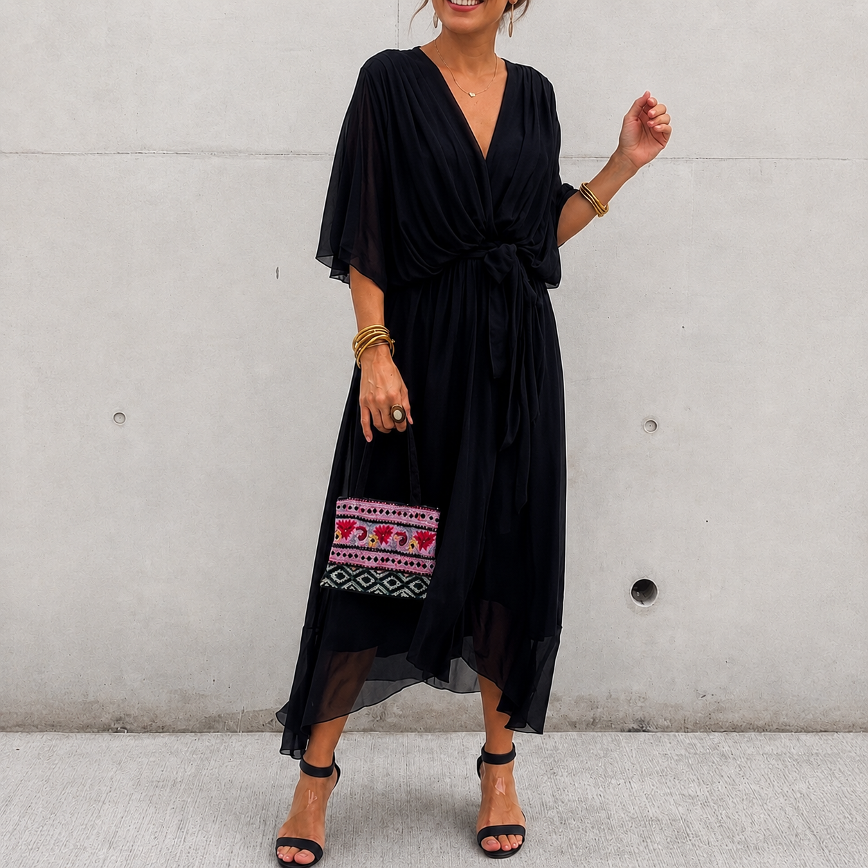 Jescah - Chic Batwing Sleeve Dress