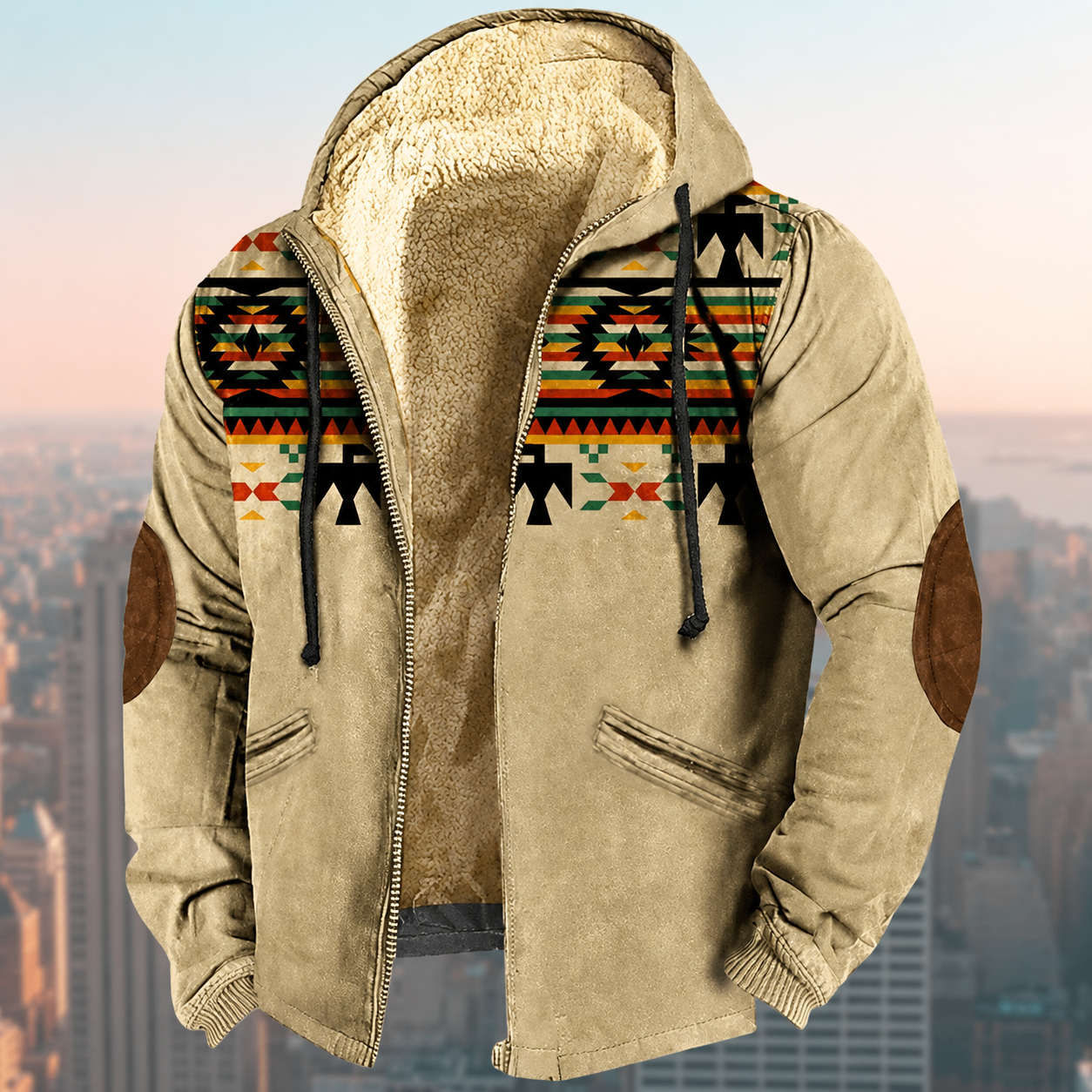Laszlo - Tribal pattern hooded jacket for men