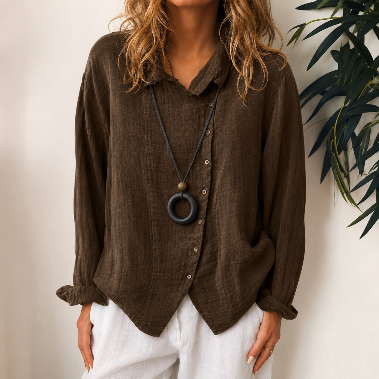 Razieh - Casual Button-Down Top