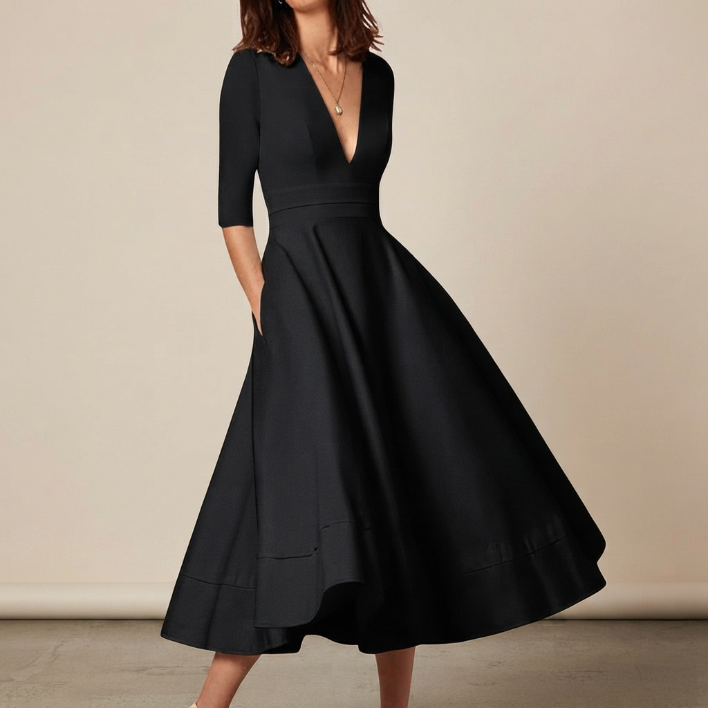 Debbie - Classic V-Neck Dress