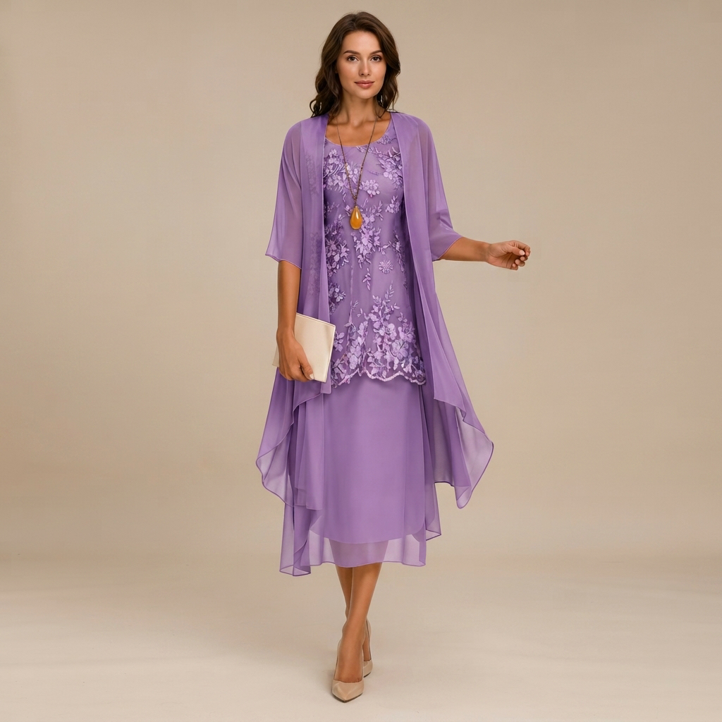 Krystal - Stylish Two-Piece Midi Dress