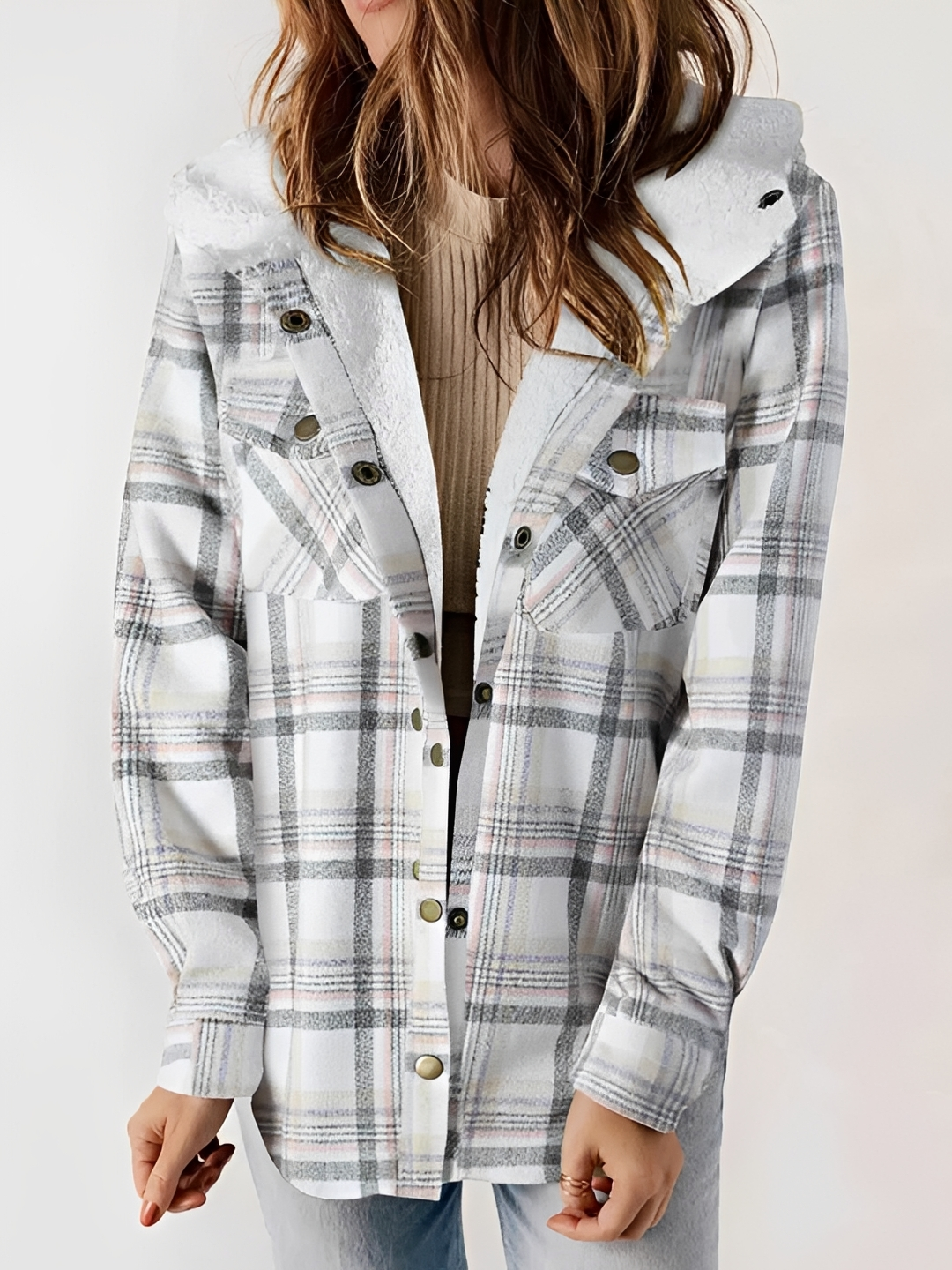 Rachael - Hooded Plaid Jacket