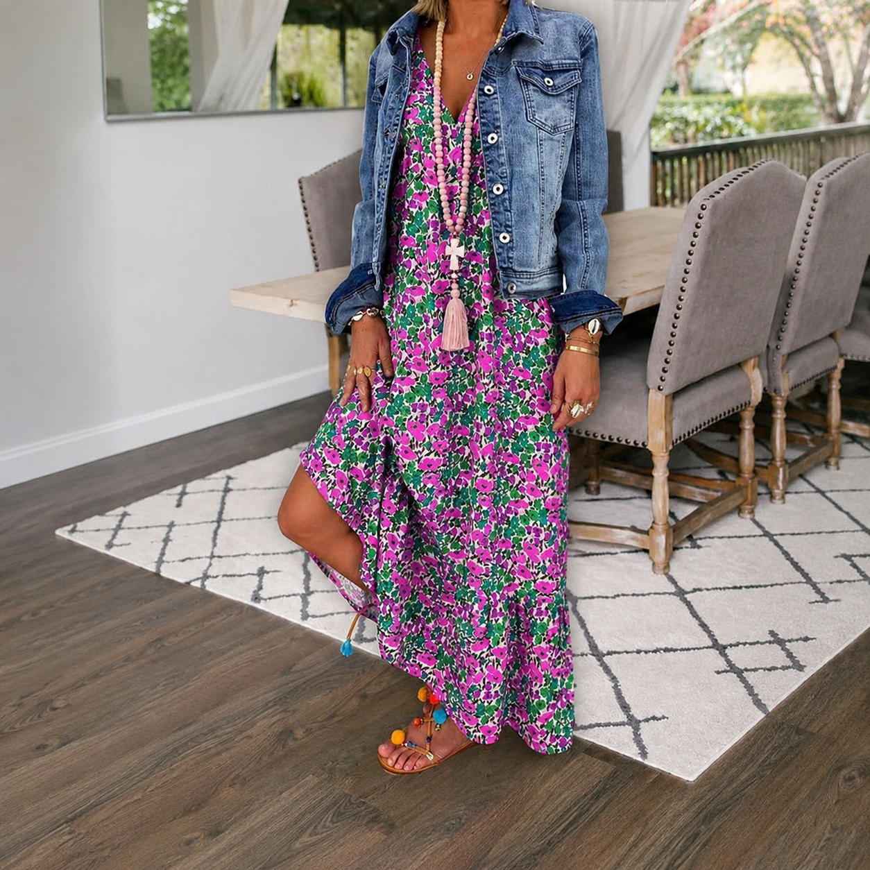 Shalisha - Stylish Bohemian V-Neck Dress