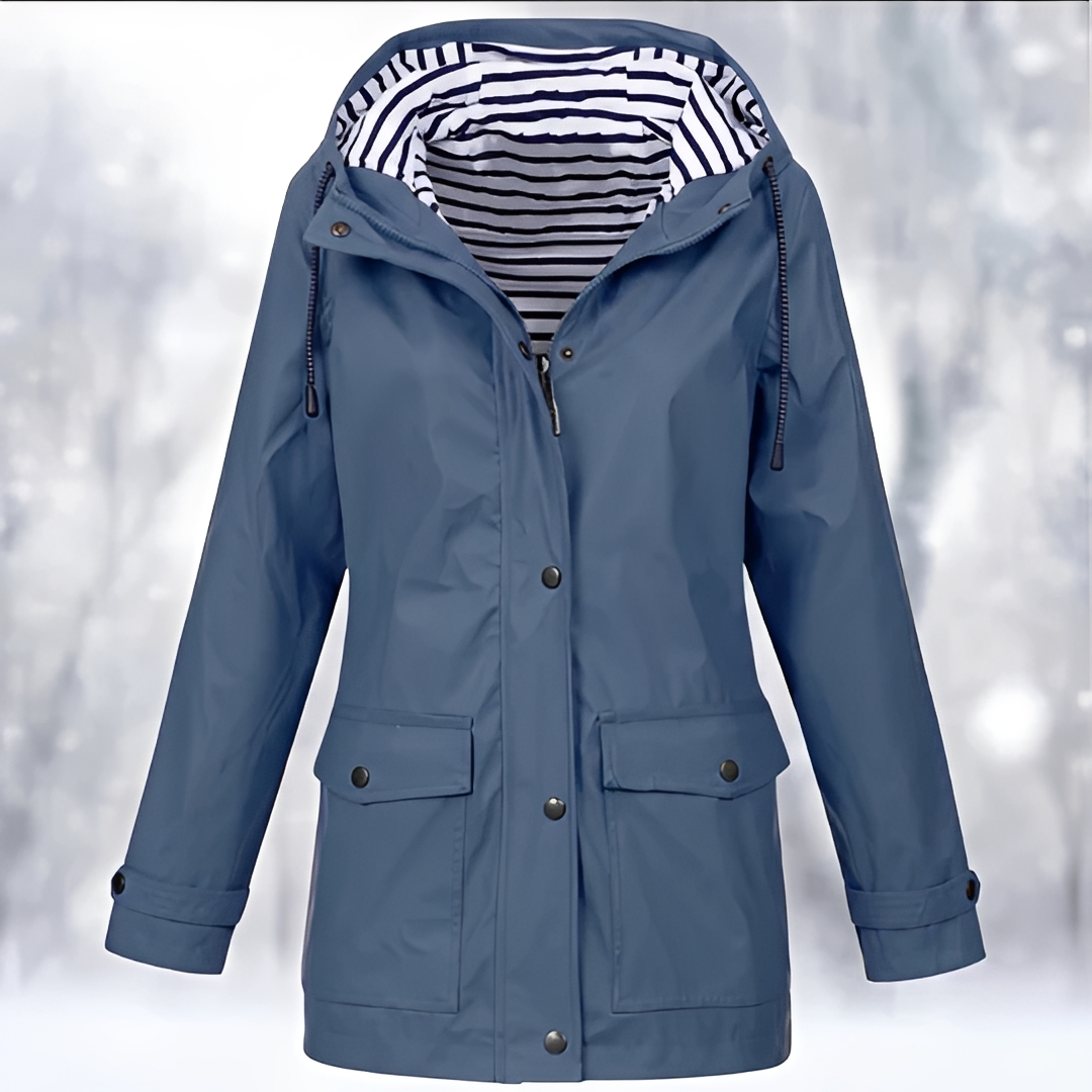Margaret - Hooded Button Front Raincoat