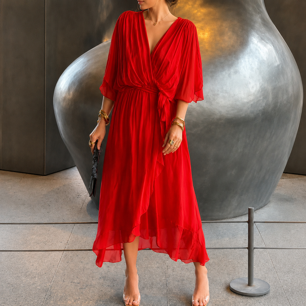 Jescah - Chic Batwing Sleeve Dress