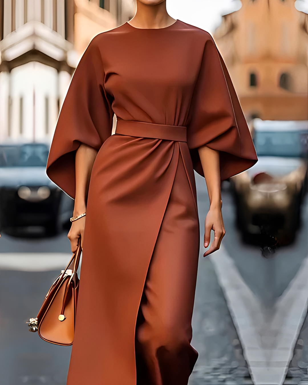 Meredith - Belted Midi Wrap Dress