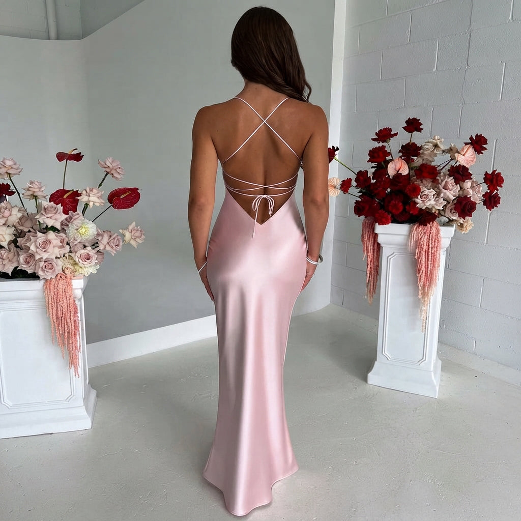 Melika - Glossy Slim-Fit Maxi Dress