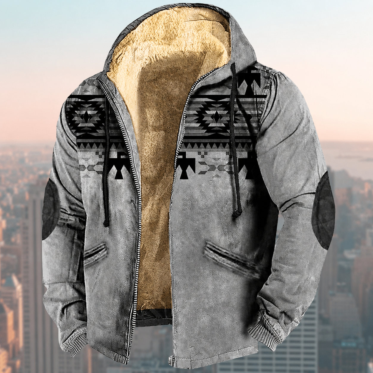 Laszlo - Tribal pattern hooded jacket for men