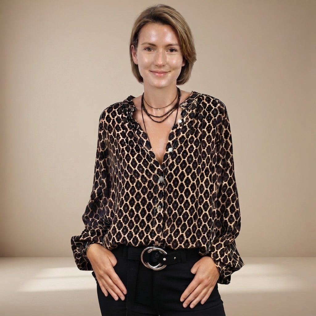 Zaida - Casual Blouse with Button Placket