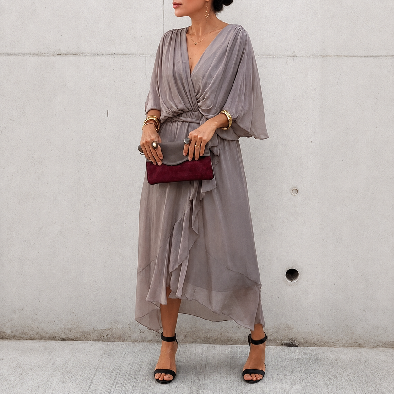Jescah - Chic Batwing Sleeve Dress