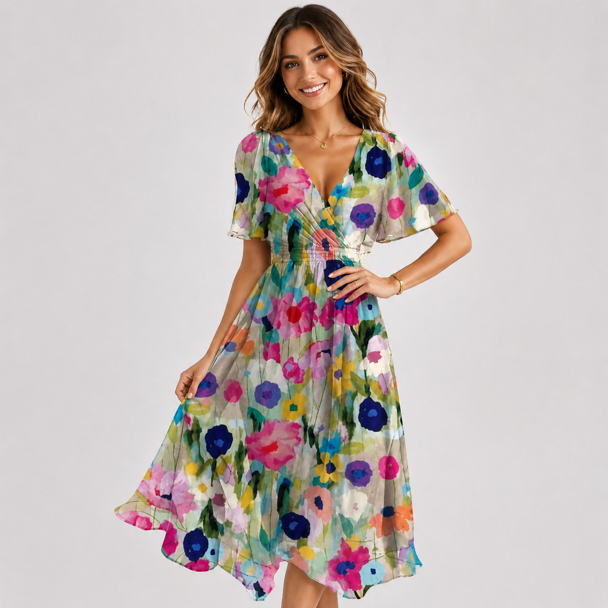 Elsinya - Chic and Flowing Midi Dress