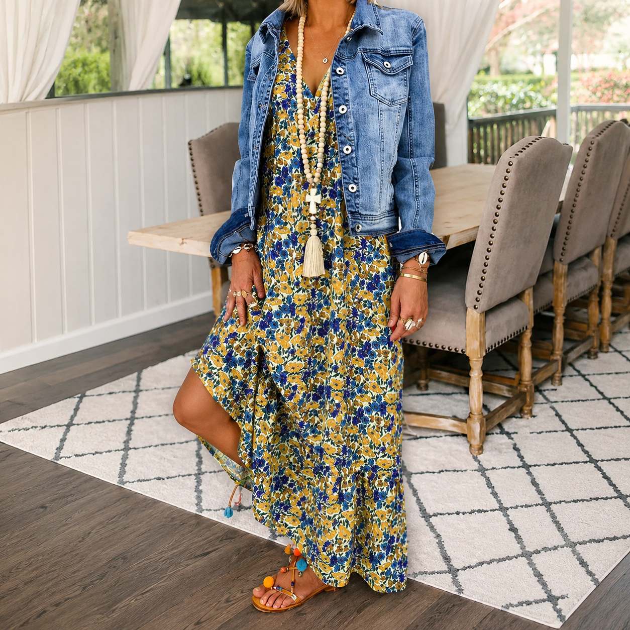 Shalisha - Stylish Bohemian V-Neck Dress
