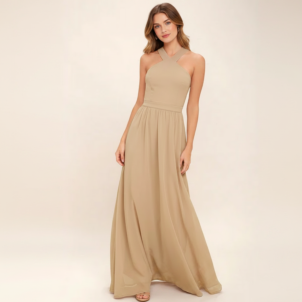 Suzanne - Fashionable Cross-Neck Maxi Dress