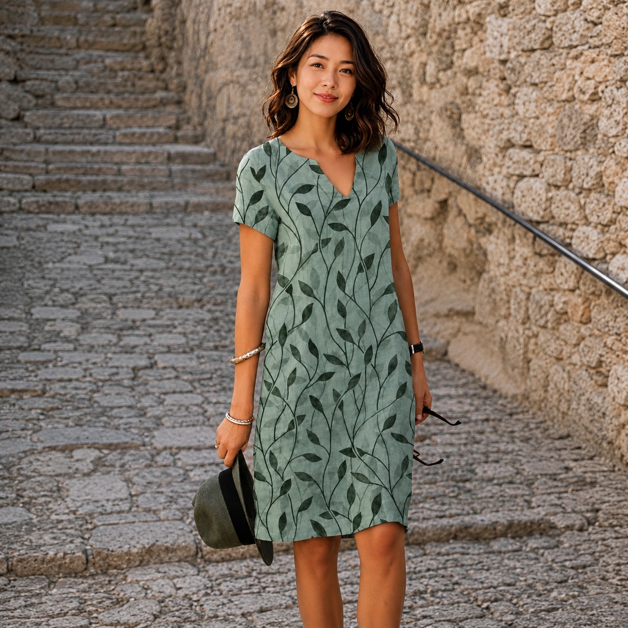 Josette - Relaxed V-Neck Midi Dress