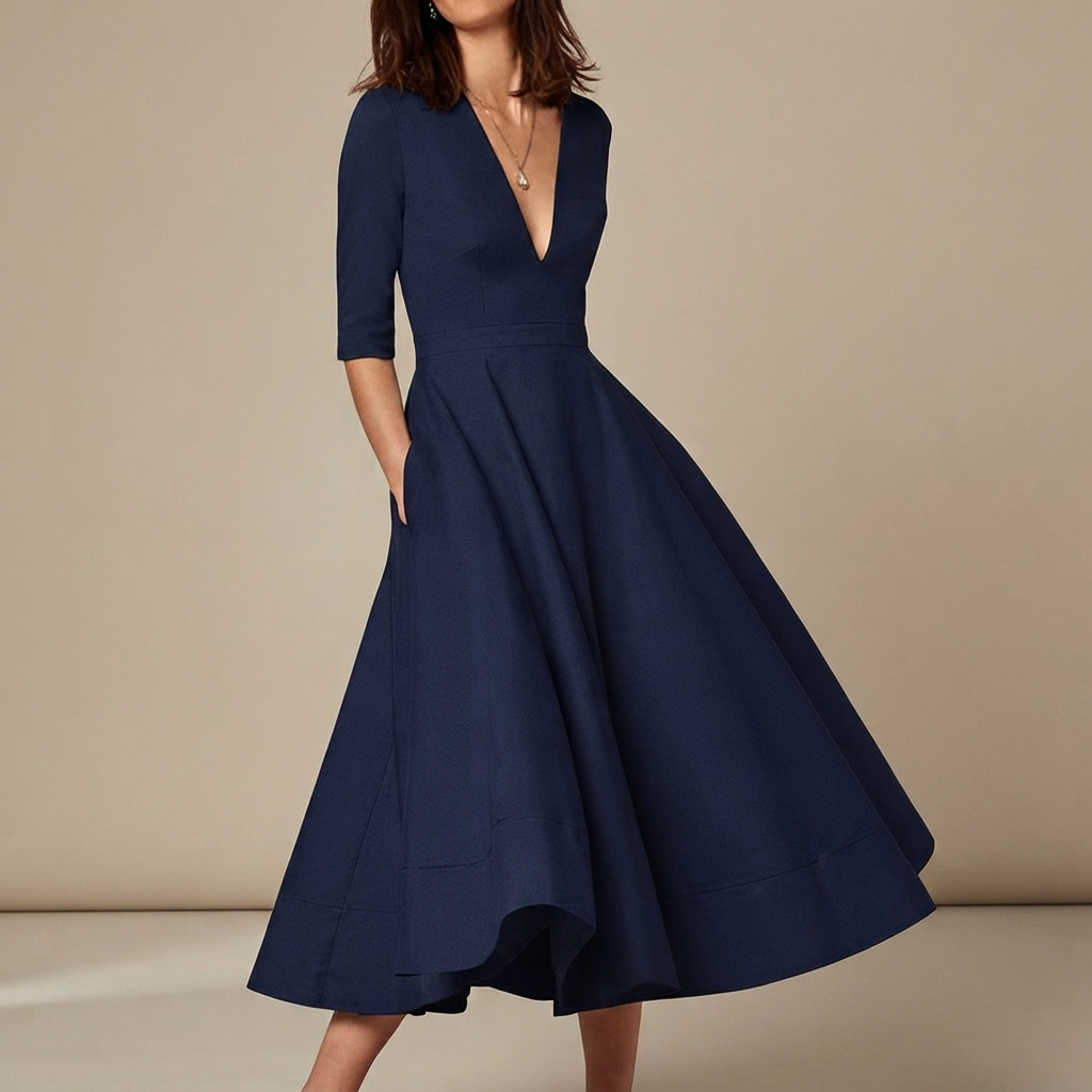 Debbie - Classic V-Neck Dress