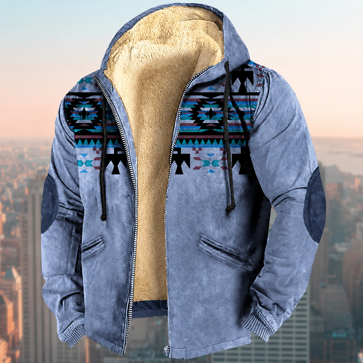 Laszlo - Tribal pattern hooded jacket for men