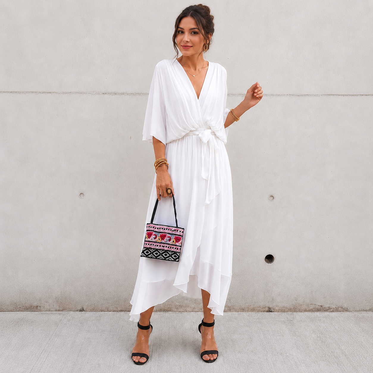 Jescah - Chic Batwing Sleeve Dress