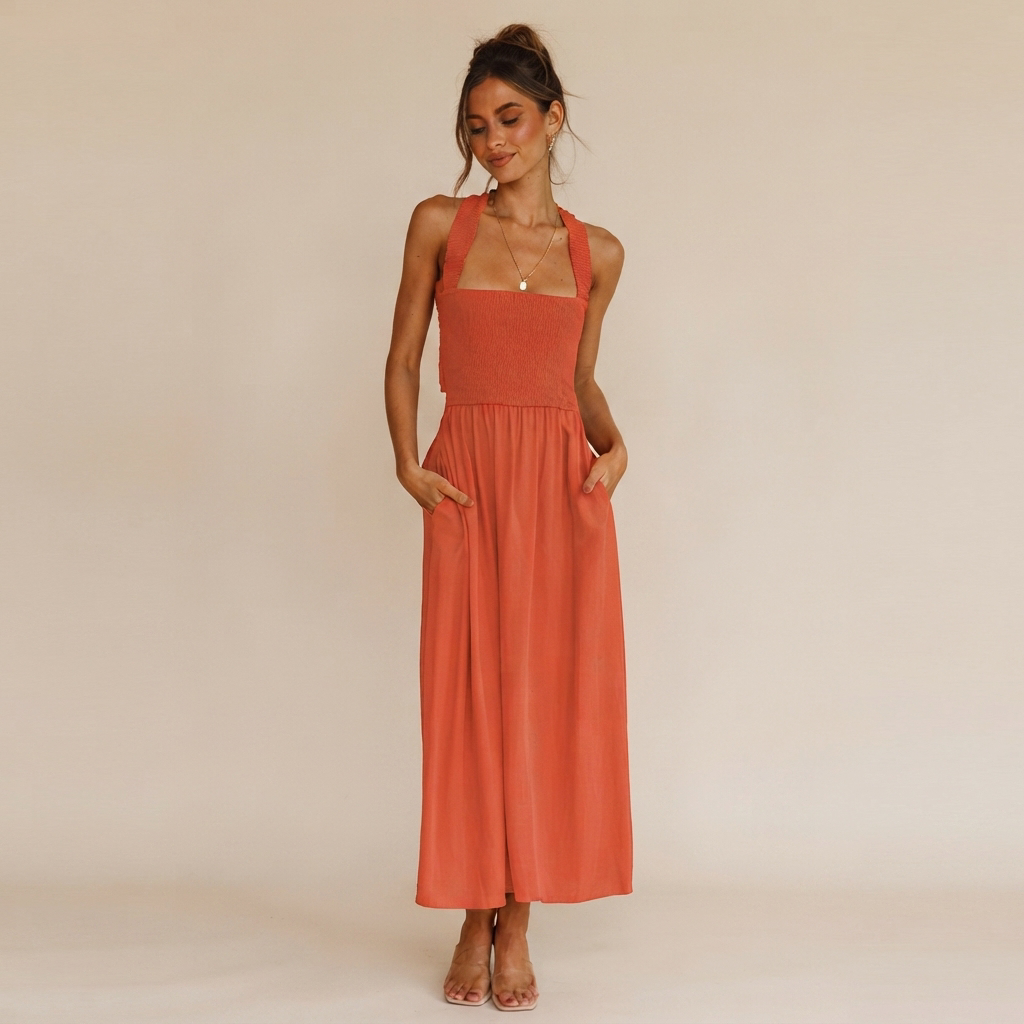 Lena - Sophisticated Square Neck Midi Dress
