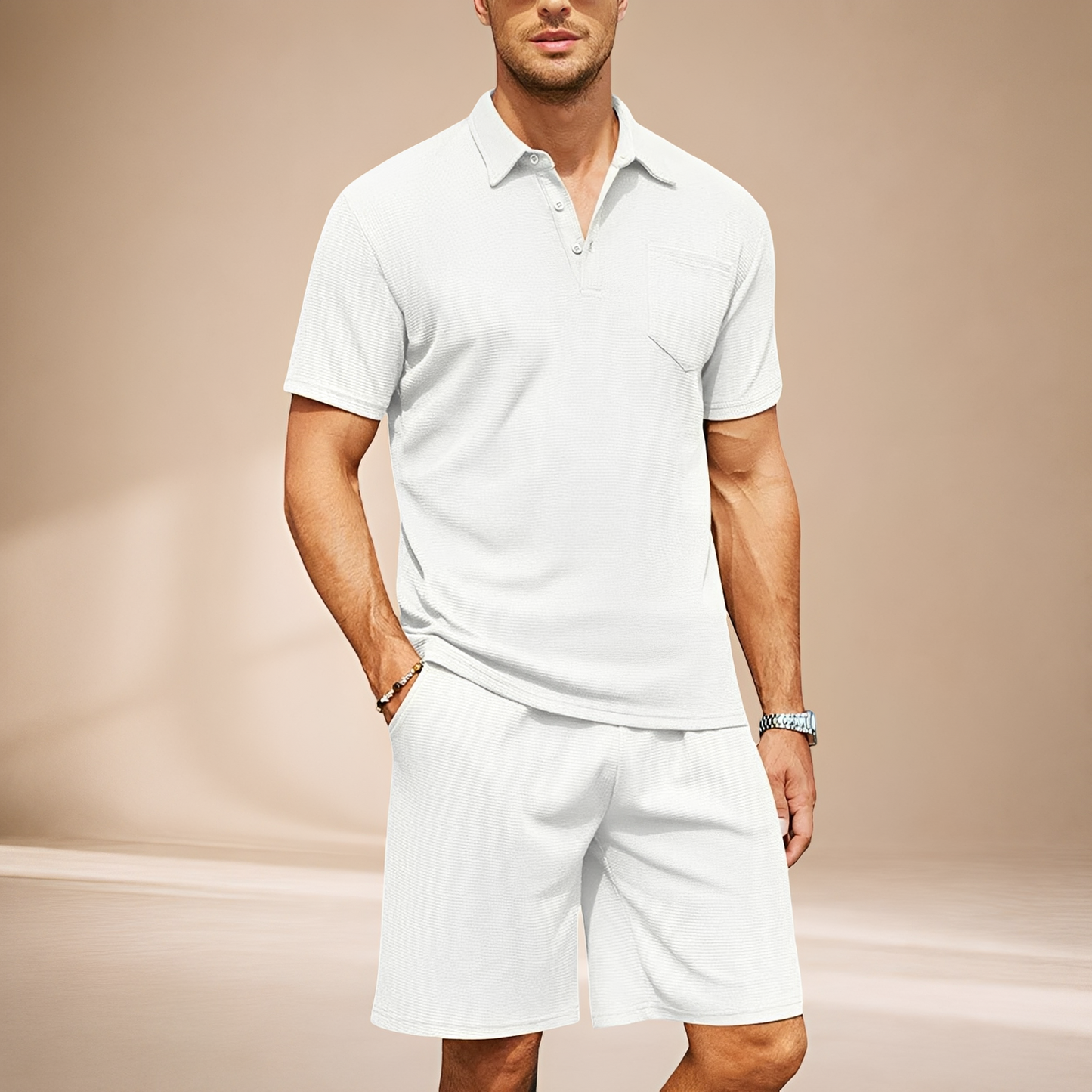 Barry - Casual Waffle Polo Set