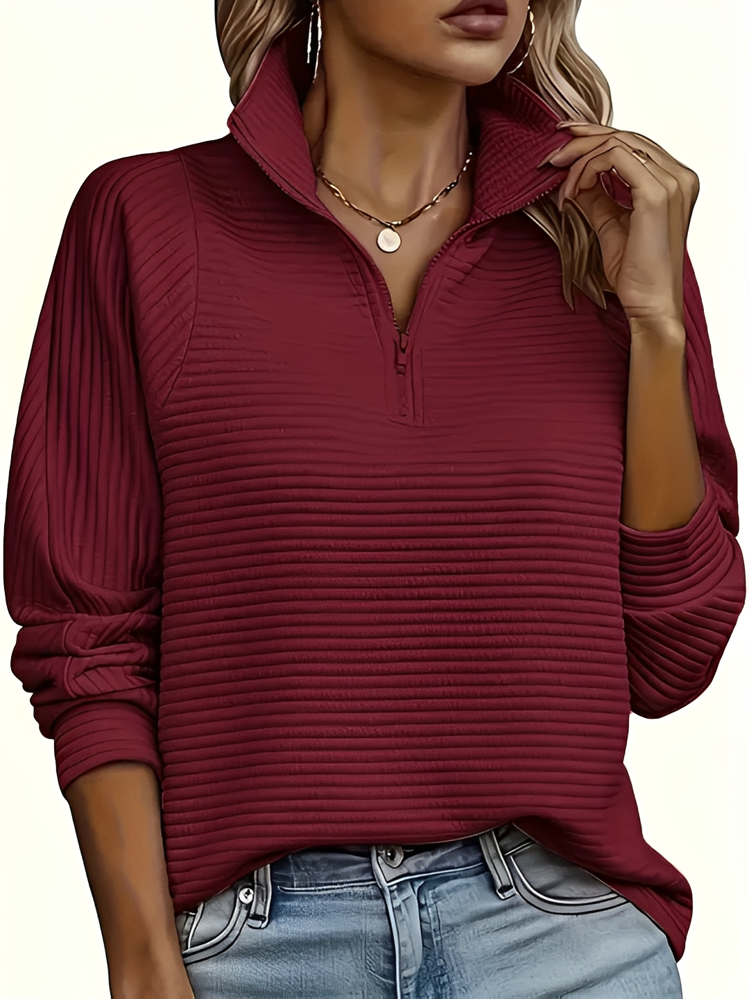 Natara - Cozy Half Zip Sweater