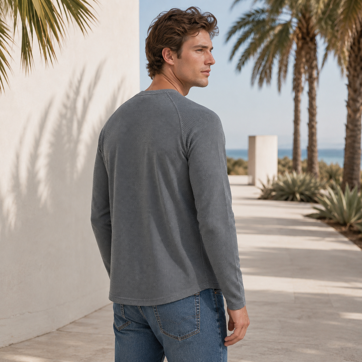 Teifion - Classic Waffle Henley Shirt