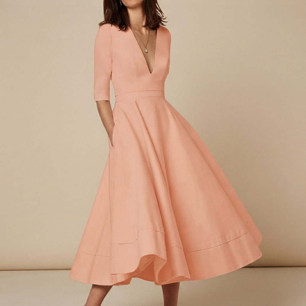 Debbie - Classic V-Neck Dress