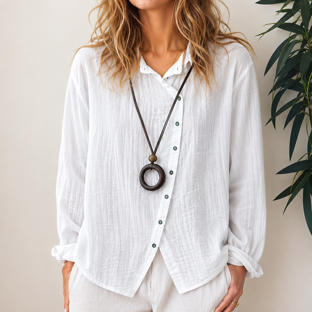 Razieh - Casual Button-Down Top