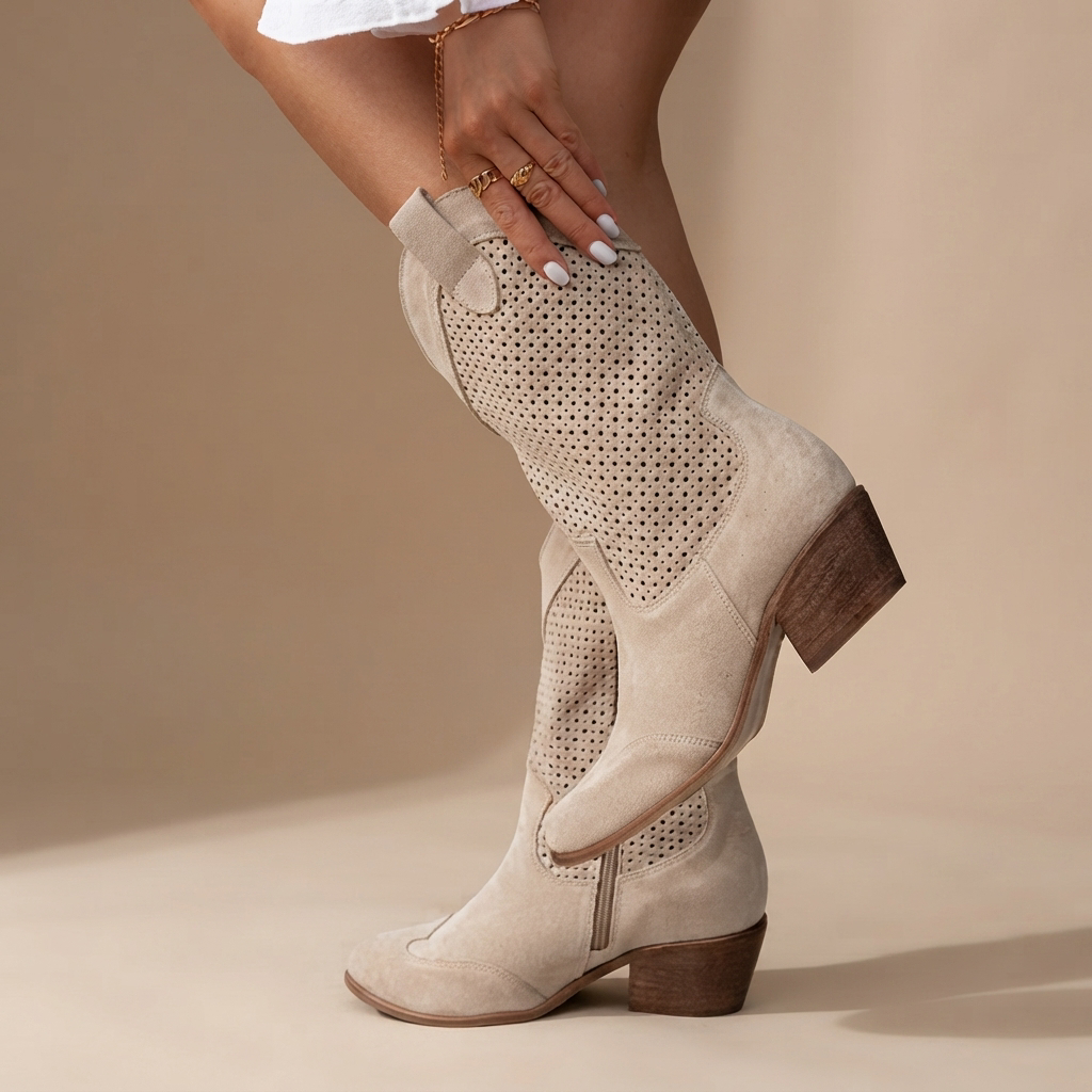 Jamie - Embroidered Seams Heeled Boots