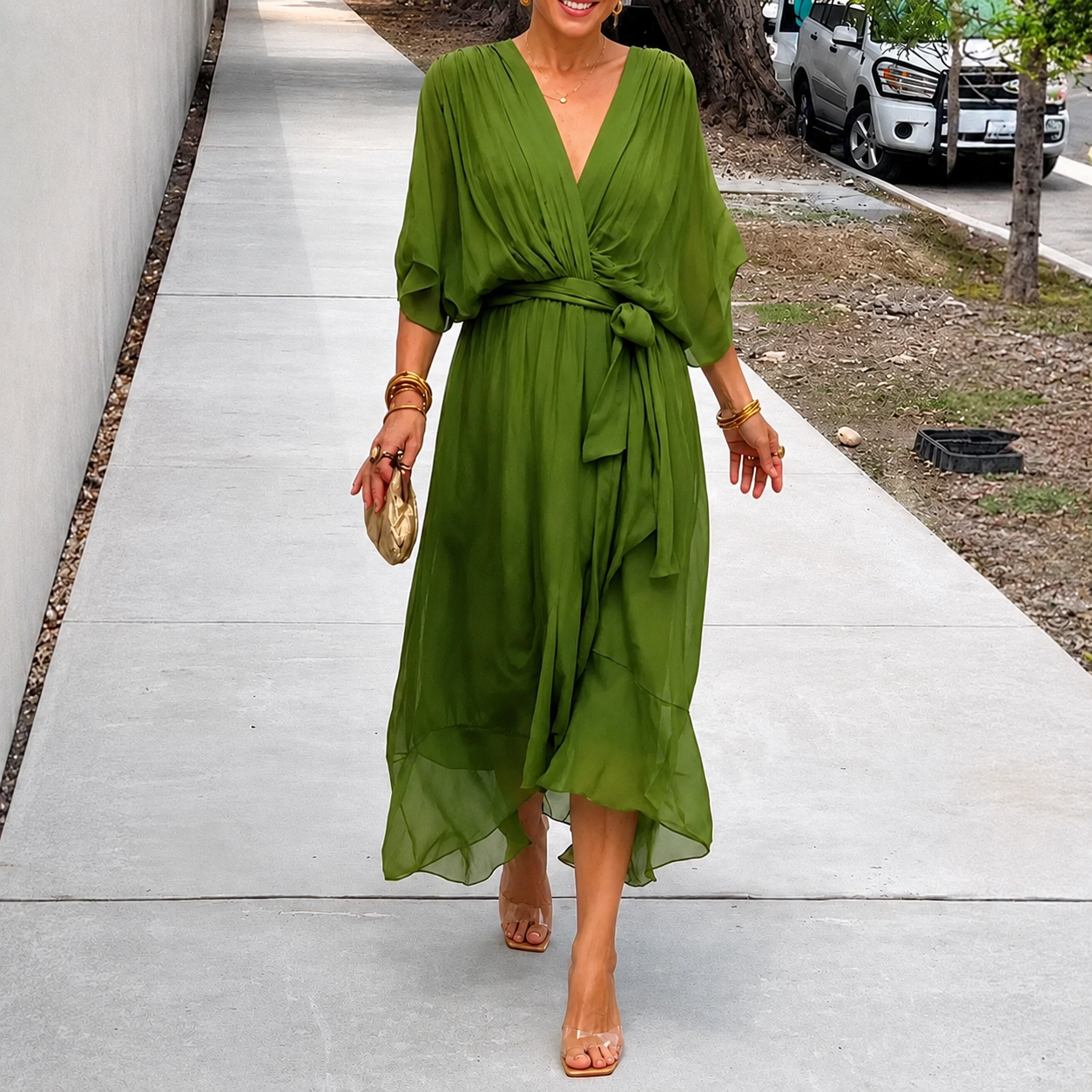 Jescah - Chic Batwing Sleeve Dress